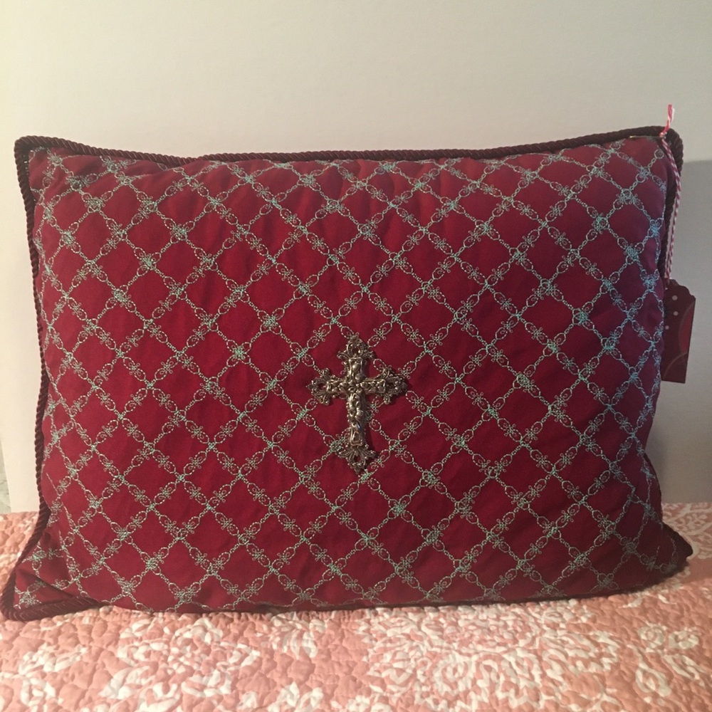 Burgundy Cross Lumbar/Throw Pillow
